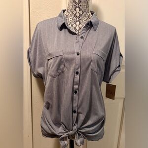 Eden & Olivia Navy and White Striped Blouse size XL